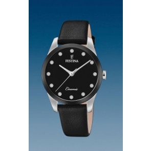 Watch strap Festina F20473/3 Leather Black