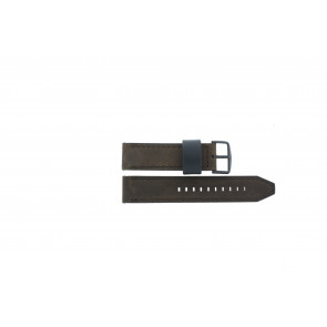 Watch strap Fossil FS4656 / MACHINE Leather Dark brown 22mm