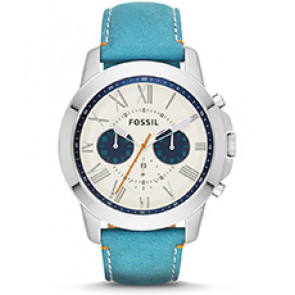 Watch strap Fossil FS4920 Leather Blue 22mm