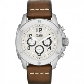 Fossil watch strap FS4929 Leather Brown 24mm + white stitching