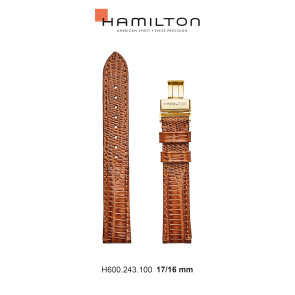 Watch strap Hamilton H600.243.100 / H24301511 Leather Brown 17mm