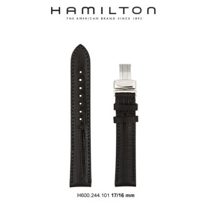 Watch strap Hamilton H600.244.101 / H24411772 Leather Black 17mm
