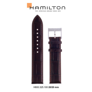 Watch strap Hamilton H690325100 / H690.325.100 Leather Brown 20mm