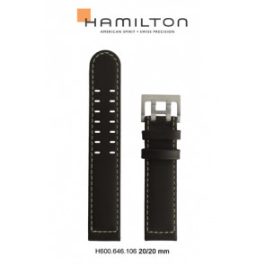 Watch strap Hamilton H001.64.611.535.01 / H690646106 Leather Dark brown 20mm
