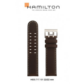 Watch strap Hamilton H717160 / H600.717.101 Leather Brown 22mm
