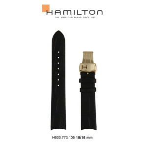 Watch strap Hamilton H600.773.106 Leather Black 18mm