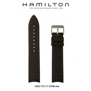 Watch strap Hamilton H776350 / H001.77.635.333.01 Leather Black 21mm