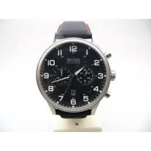Watch strap Hugo Boss HB.199.114.2570 Leather/Plastic Black 22mm