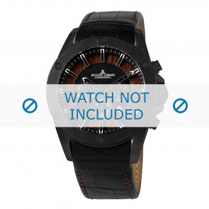 Jacques Lemans watch strap 1-1690B Leather Black + brown stitching