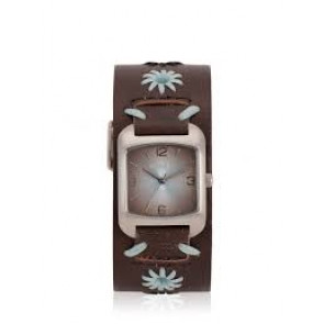 Watch strap Fossil JR9066 Leather Dark brown 16mm