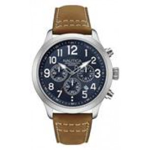 Watch strap Nautica NAD14531G/NAI14517G Leather Brown 22mm