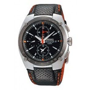 Watch strap Seiko 7T62-0ADO / SNA481P1 Leather Black