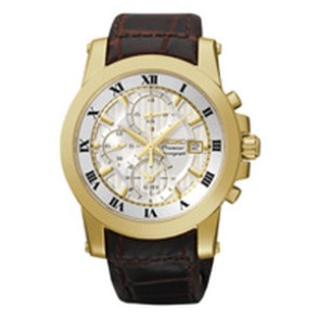 Watch strap Seiko SNAF30P1 / 7T62-0LE0 Leather Brown 21mm