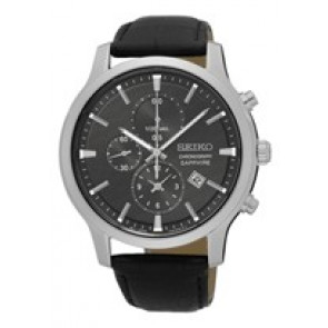 Watch strap Seiko 7T92-0TT0 / SNDG69P1 / L0CL011J0 Leather Black 21mm