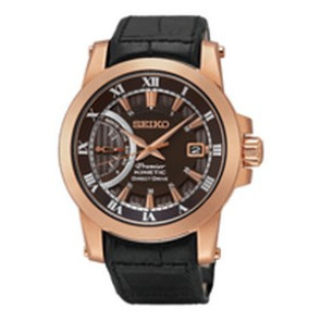 Watch strap Seiko 5D22 0AD0 / SRG016P1 / L0A0011P0 Leather Black 21mm