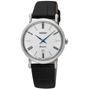 Watch strap Seiko Premier / SXB431P1 / 7N89 0AY0 / L0G1011J0 Leather Black 16mm