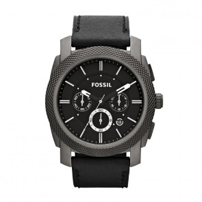 Fossil watch strap TI1003 Leather Black + black stitching