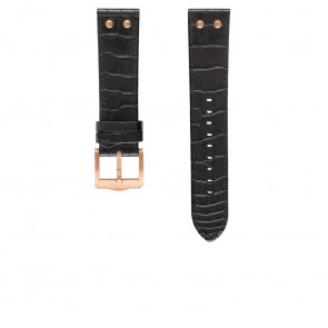 TW Steel watch strap TWB1303 / TW1303 Leather Black 22mm + black stitching