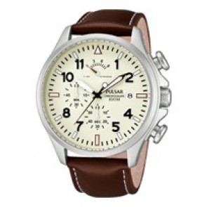 Watch strap Pulsar VD50-X019 / PS6063X1 / PP146X Leather Brown 20mm