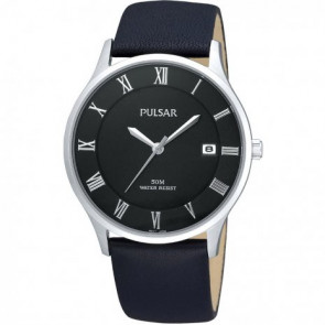 Watch strap Pulsar VX42-X355 Leather Black 20mm