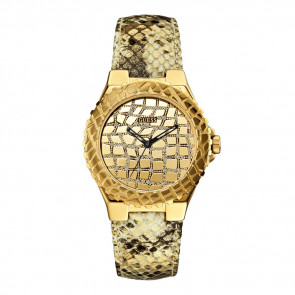 Watch strap Guess W0227L2 Leather Gold Toned 20mm
