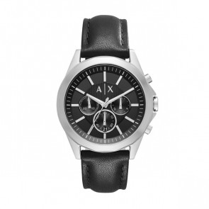 Armani Exchange watch strap AX2604 Leather Black 22mm + black stitching