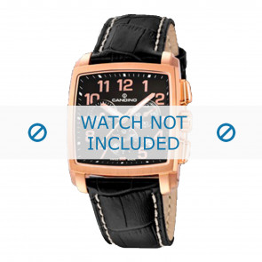 Candino watch strap C4375-3 / C4375-5 / C4375-8 Leather Black 22mm + white stitching