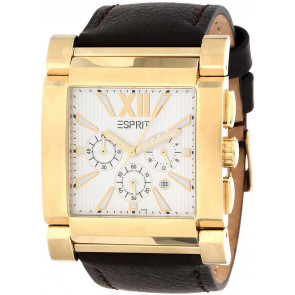 Esprit watch strap ES101011005 / ES101011005-001 Leather Dark brown 29mm + brown stitching