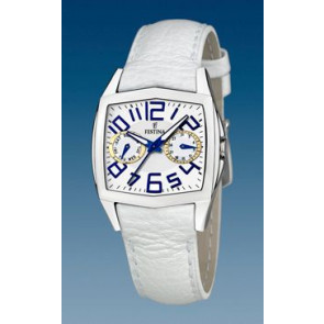 Festina watch strap F16263-1 Leather White + white stitching