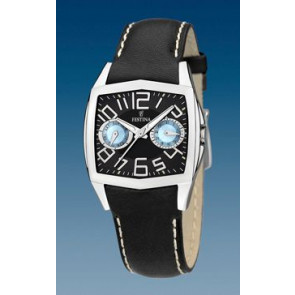 Festina watch strap F16263-6-F16263-7 Leather Black + white stitching