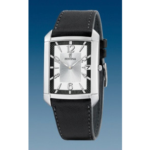 Festina watch strap F6748-1 / F6748-3 Leather Anthracite grey + grey stitching