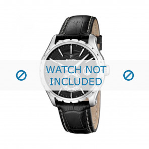 Festina watch strap F16486/1 Leather Black 23mm + white stitching
