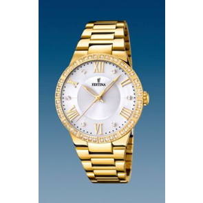Watch strap Festina F16720 Steel Gold toned