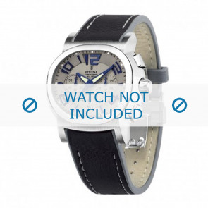 Festina watch strap F16126.5 / F16126.1 / F16126.7 / F16126.C / F16126.D / F16126.E  Leather Black 23mm + white stitching