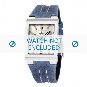 Festina watch strap F16185-2-AZ Leather Blue 16mm + white stitching