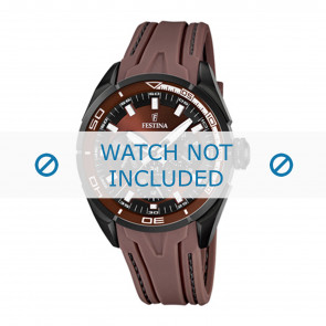 Festina watch strap F16610-2 Rubber Brown + brown stitching
