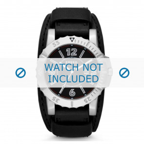 Fossil watch strap BQ1018 Leather Black + black stitching