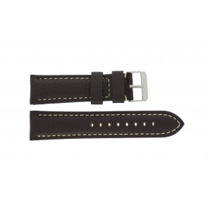 Watch strap I038 XL Leather Dark brown 24mm + white stitching