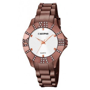 Watch strap Calypso K5649-D / K5649-E Rubber Brown