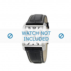 Lotus watch strap 15411/2 / 15411/4 / 15411/A Leather Black + white stitching