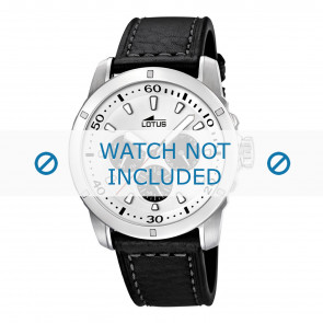 Lotus watch strap 15811 / 15688/3 Leather Black 23mm + grey stitching