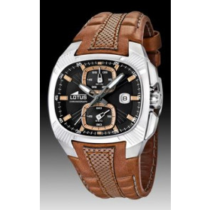 Watch strap Lotus 15753.3 Leather/Plastic Brown