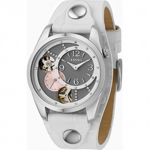 Watch strap Fossil ME1082 Leather White 18mm