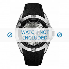 Nautica watch strap A17062G  Leather Black + black stitching
