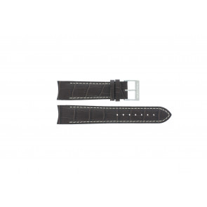 Nautica watch strap A34510G Leather Dark brown 22mm + white stitching