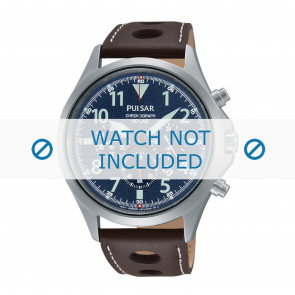 Pulsar watch strap VS75-X001-PX5029X1 Leather Brown 18mm + white stitching