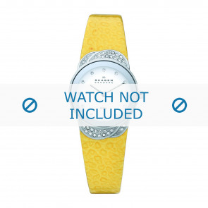 Watch strap Skagen 818SSLY Leather Yellow 18mm
