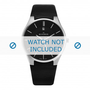 Watch strap Skagen 989XLSLB Leather Black 18mm