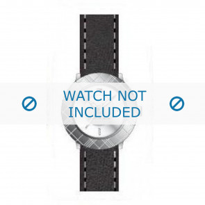 Tommy Hilfiger watch strap TH-10-3-14-0615 / TH679300821 Leather Black 15mm + white stitching