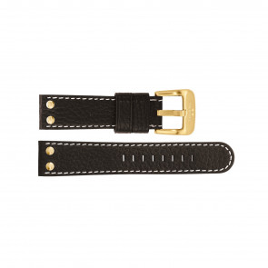 TW Steel watch strap TWB25L Leather Black 22mm + white stitching